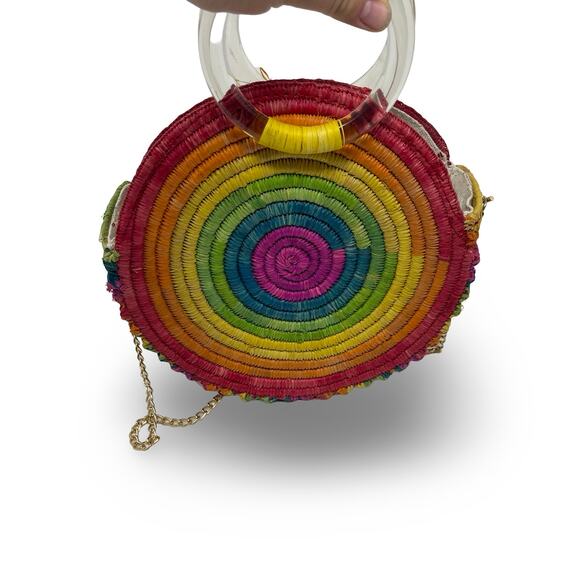 Poolside rainbow Le circle mini bag with gold chain - Picture 5 of 6